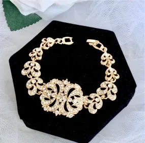 "Wynona" - Rhinestone Bridal Bracelet - Available in Silver and Gold