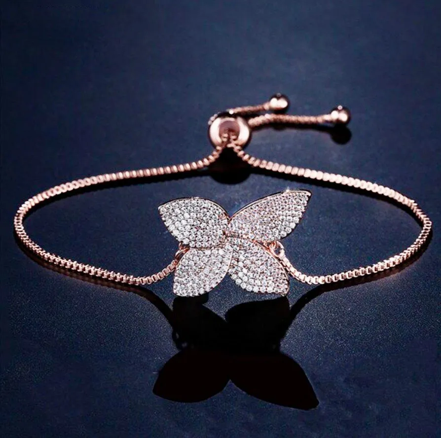 "Zinnia" - CZ Adjustable Bridal Bracelet - Available in Silver, Rose Gold and Yellow Gold