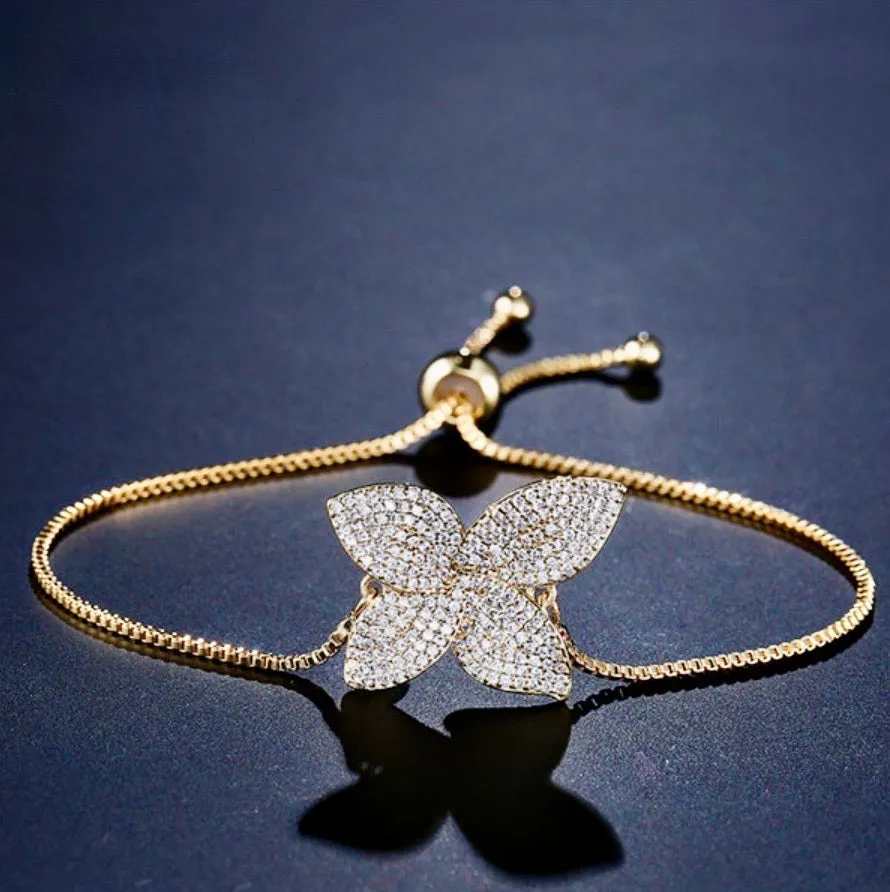 "Zinnia" - CZ Adjustable Bridal Bracelet - Available in Silver, Rose Gold and Yellow Gold