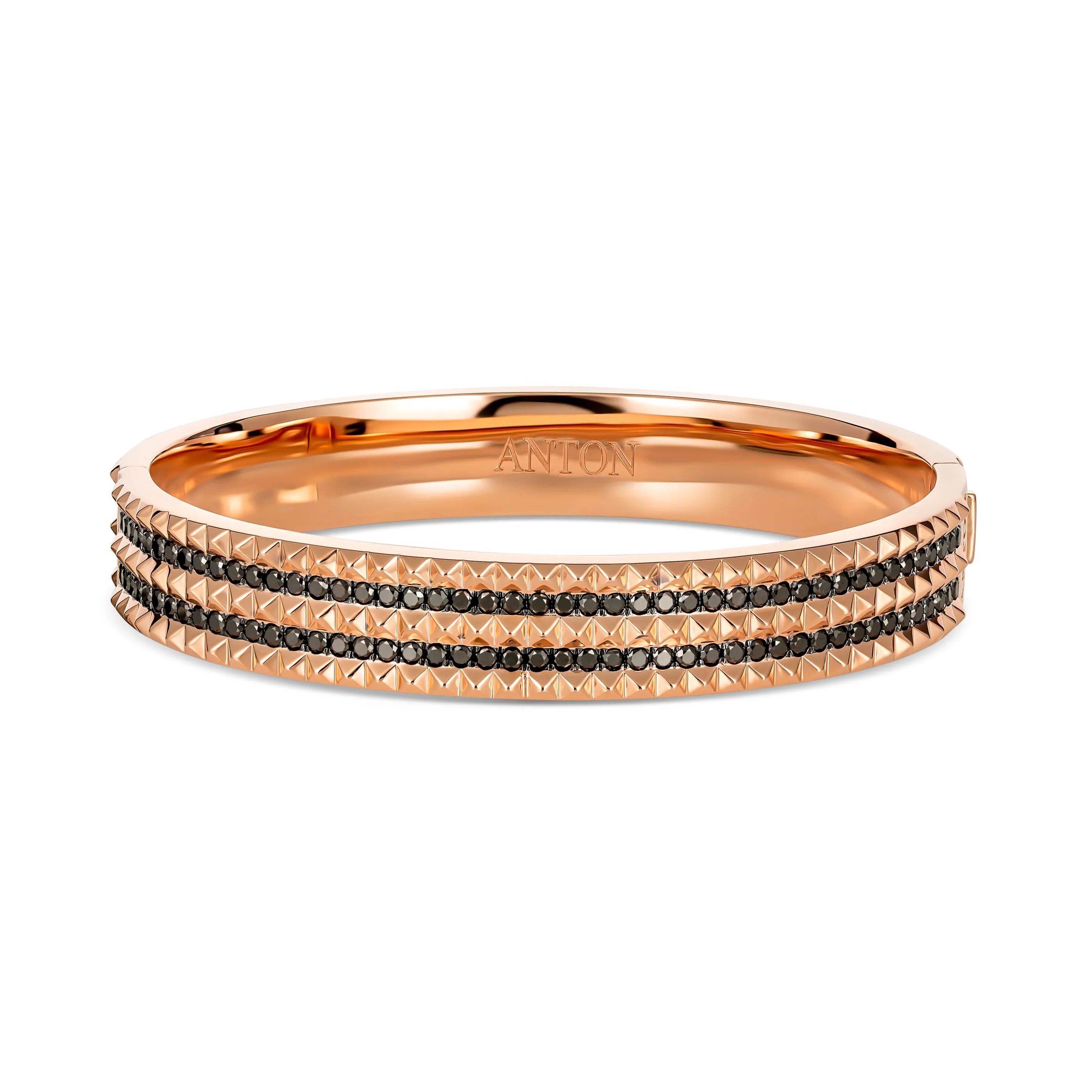 R.08® Bold Black Diamond Bangle | Rose Gold