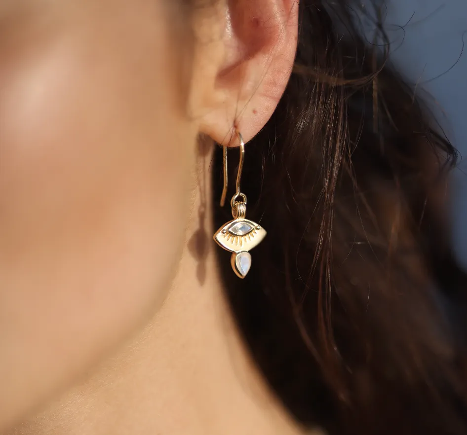 Ray Moonstone Gold Earrings