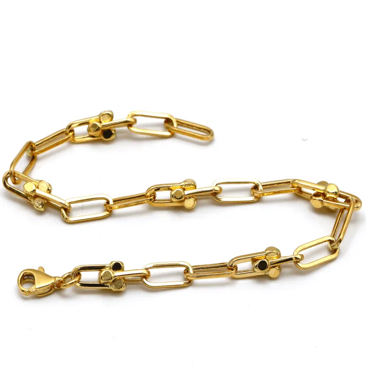 Real Gold Paper Clip GZTF Beads 4 M.M Bracelet 1523 BR1507