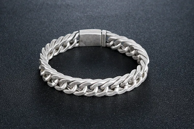 Retro Korean Titanium Steel Bracelet for Men - Trendy Silver Jewelry