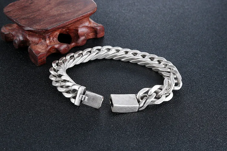 Retro Korean Titanium Steel Bracelet for Men - Trendy Silver Jewelry