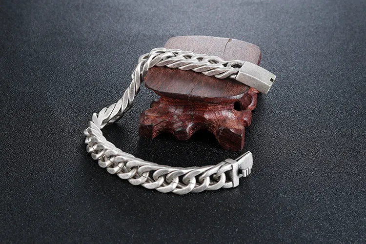 Retro Korean Titanium Steel Bracelet for Men - Trendy Silver Jewelry