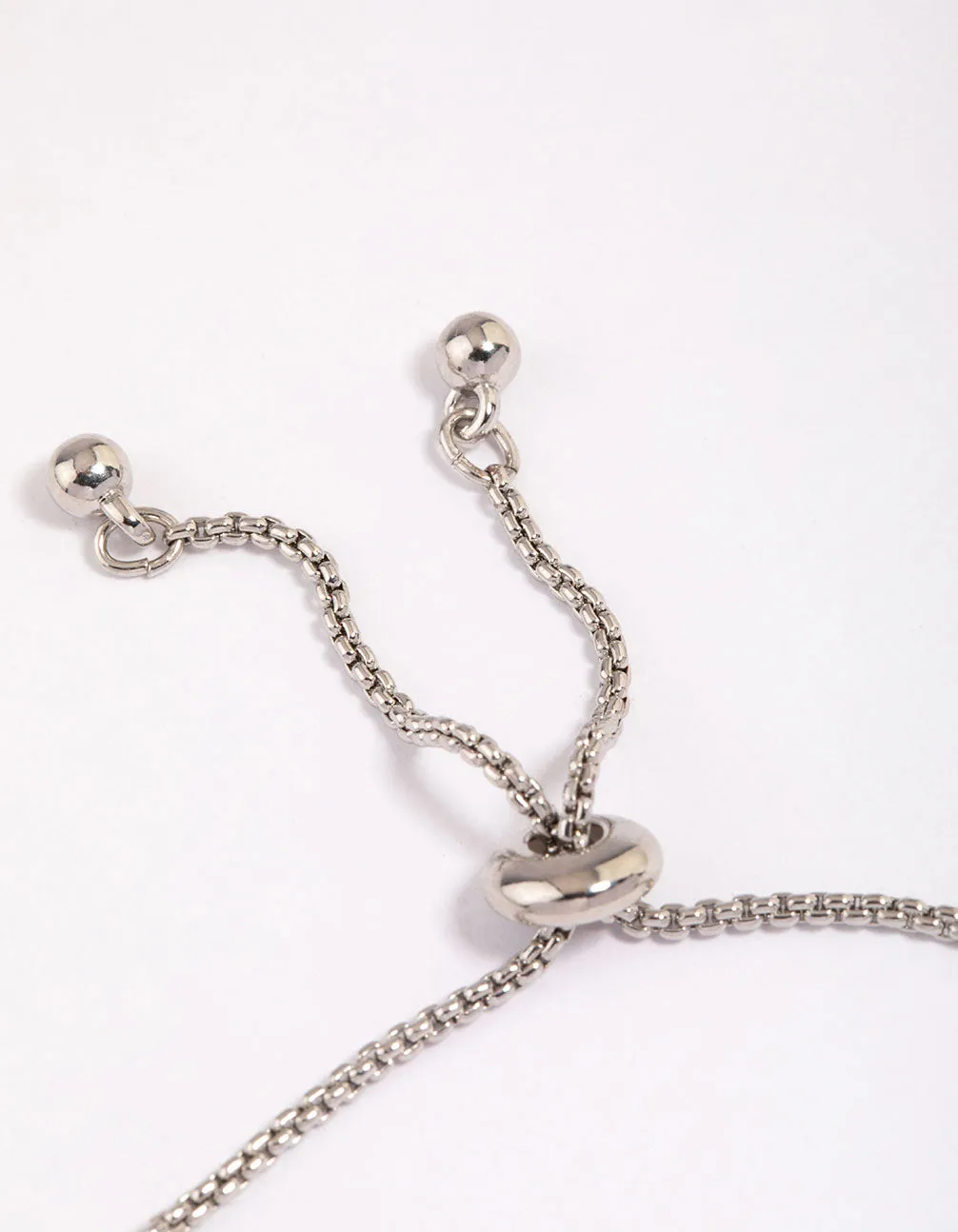 Rhodium Dainty Cup Chain Toggle Bracelet