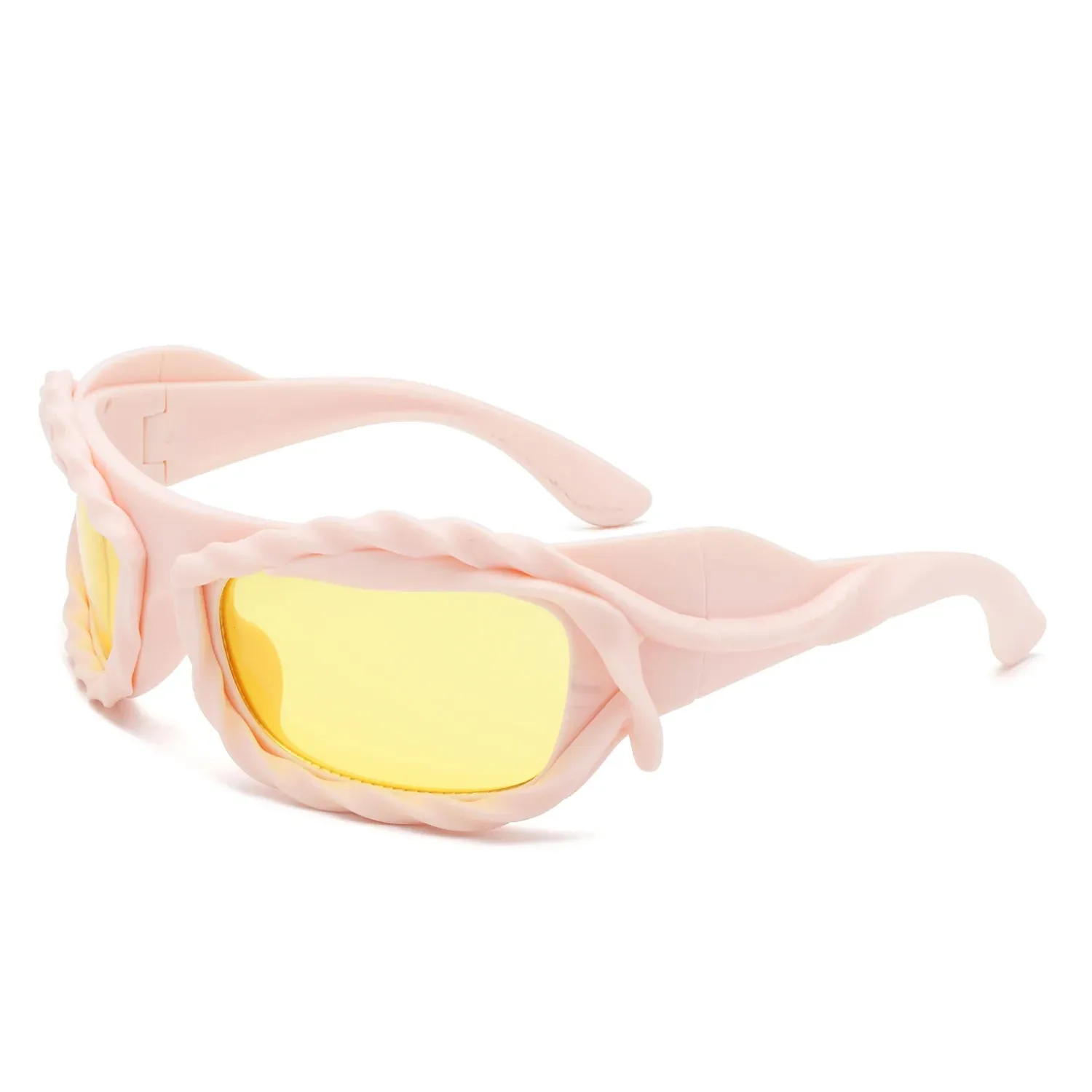 Riff - Rectangle Irregular Twisted Thick Frame Futuristic Sunglasses