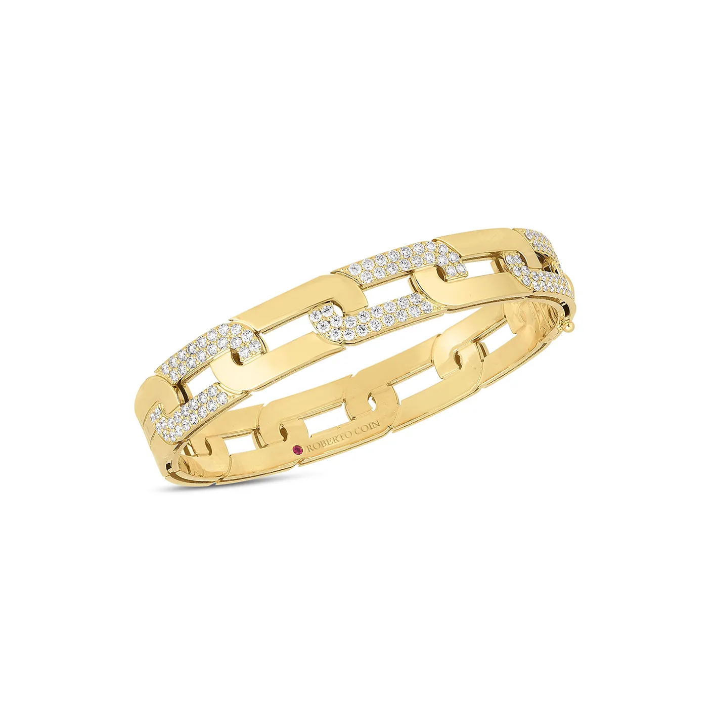 Roberto Coin Navarra Yellow Gold Bangle with Diamonds