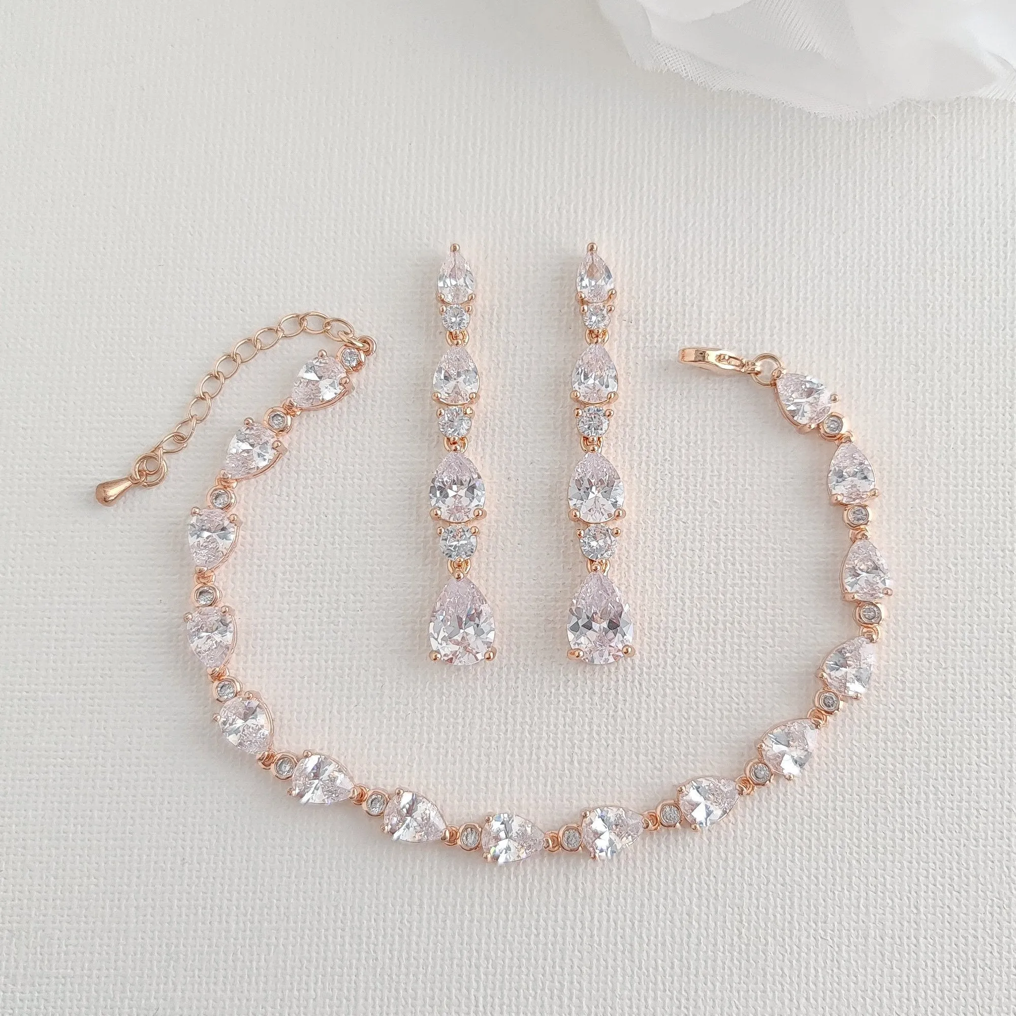 Rose Gold Costume Jewelry Set for Weddings-Hazel