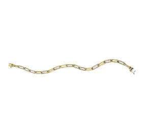 Sabel Yellow Gold Round Diamond Paperclip Bracelet