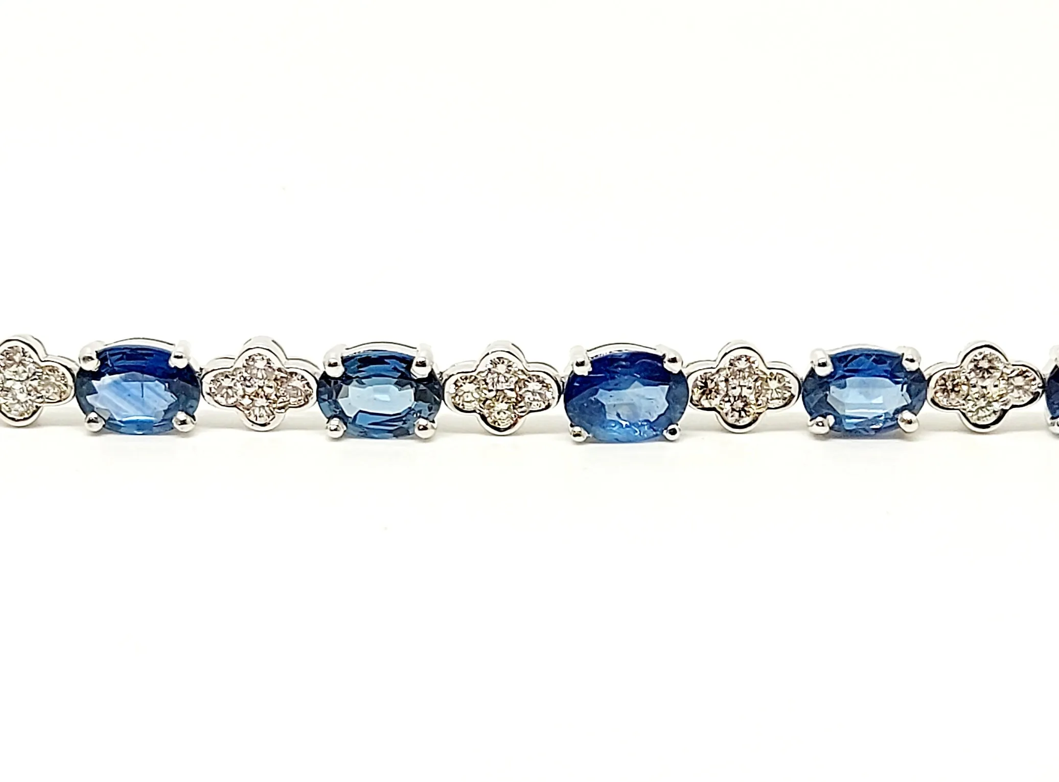 Sapphire And Diamond Bracelet In 14k White Gold Ad No: 2871