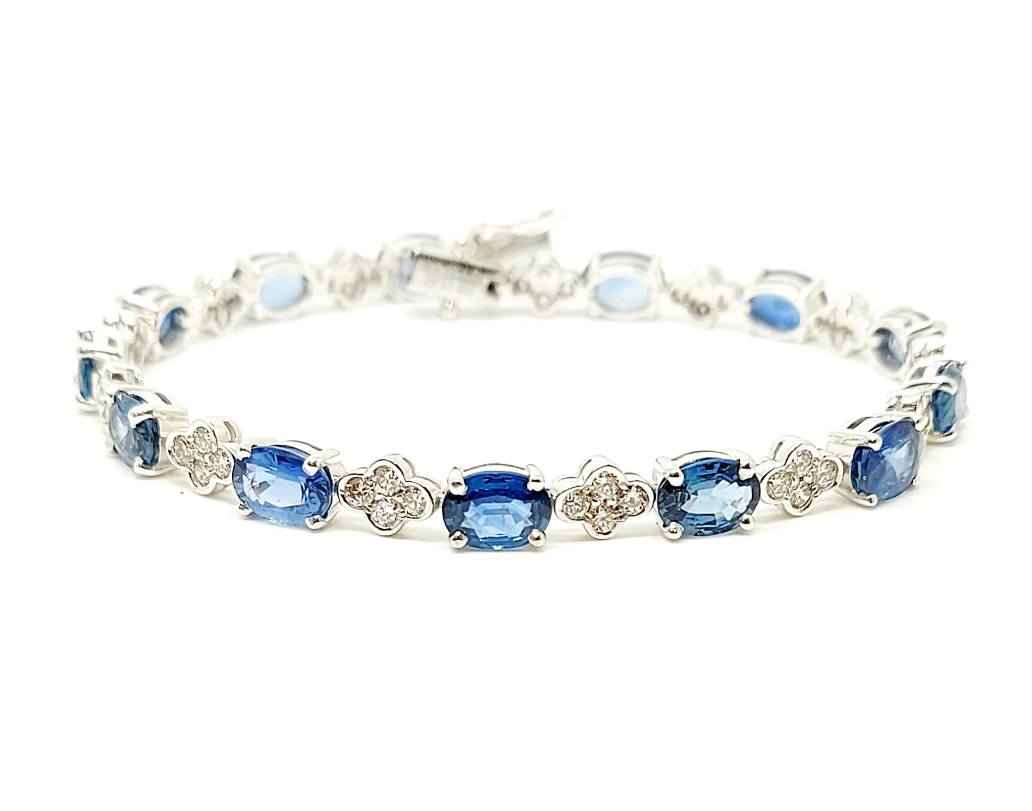 Sapphire And Diamond Bracelet In 14k White Gold Ad No: 2871