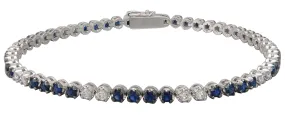 Sapphire Gem Stone & Diamond Tennis Bracelet