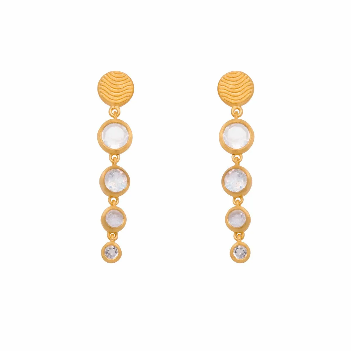 Serenity 4 Rainbow Moonstone Drop 24K Gold Vermeil Earrings