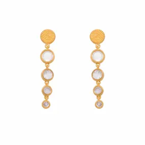 Serenity 4 Rainbow Moonstone Drop 24K Gold Vermeil Earrings