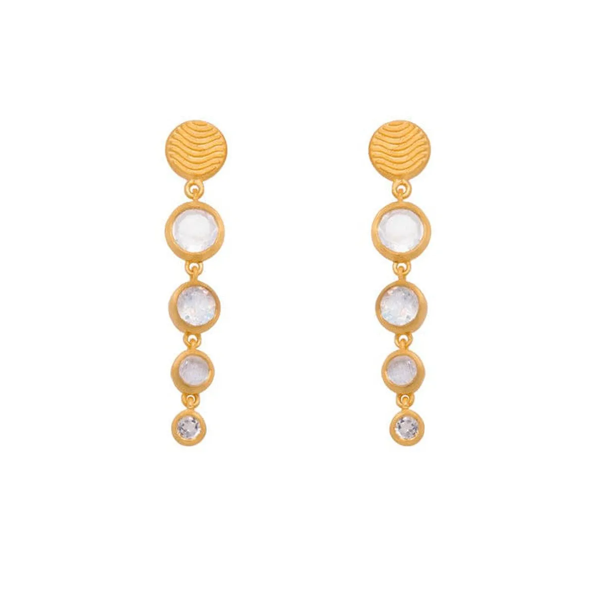 Serenity 4 Rainbow Moonstone Drop 24K Gold Vermeil Earrings