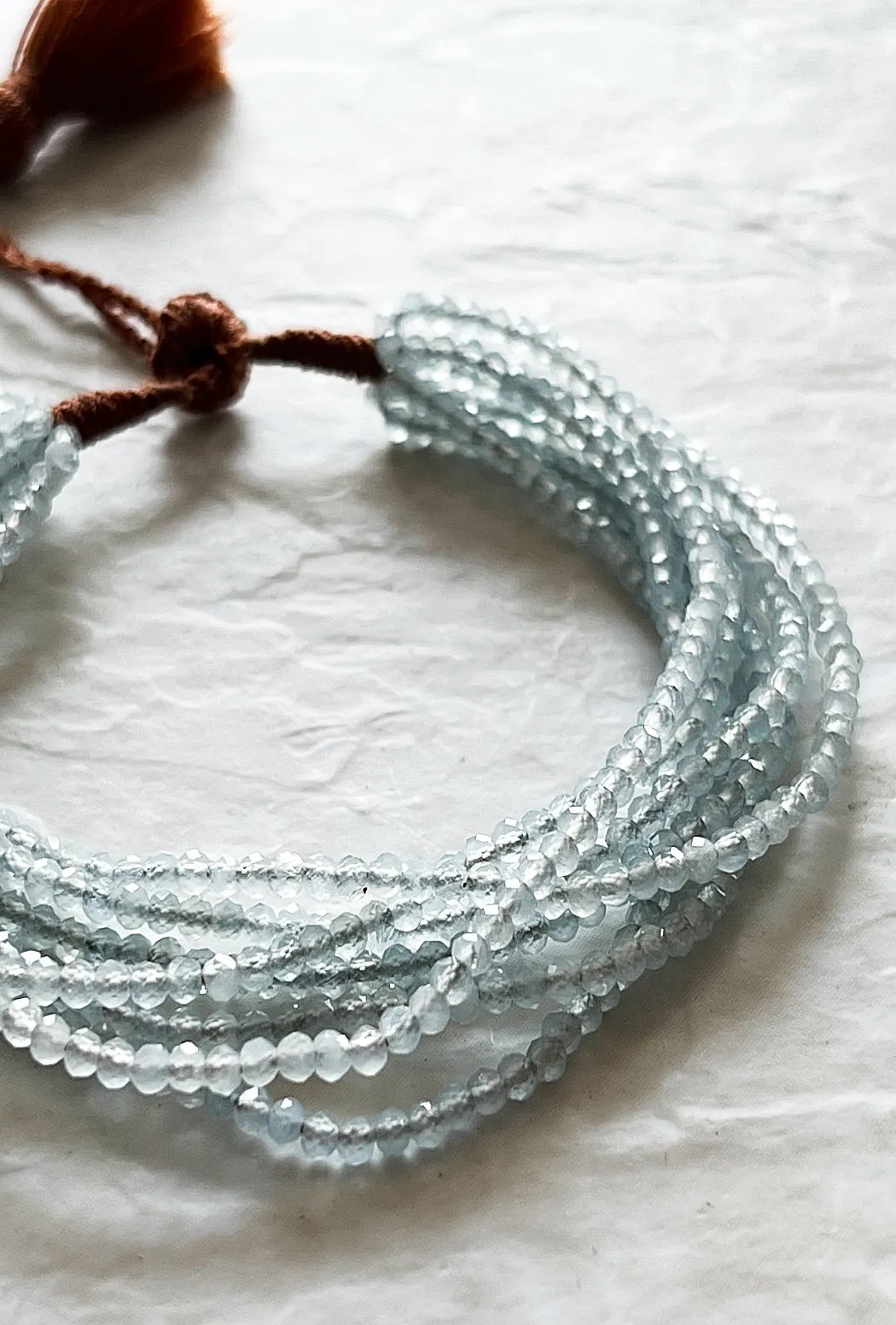 Seven Strand Aquamarine Tassel Bracelet