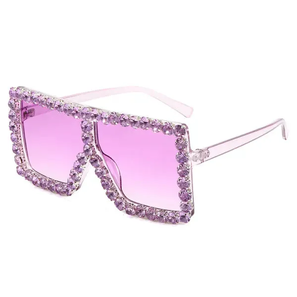 Sexy Lavender Rhinestone Sunglasses