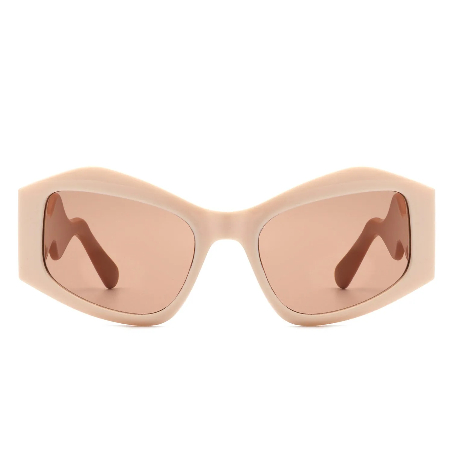 Shimmerz - Oversized Square Irregular Wavy Temple Sunglasses