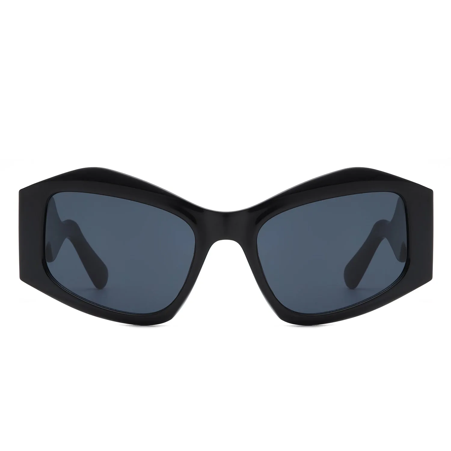 Shimmerz - Oversized Square Irregular Wavy Temple Sunglasses