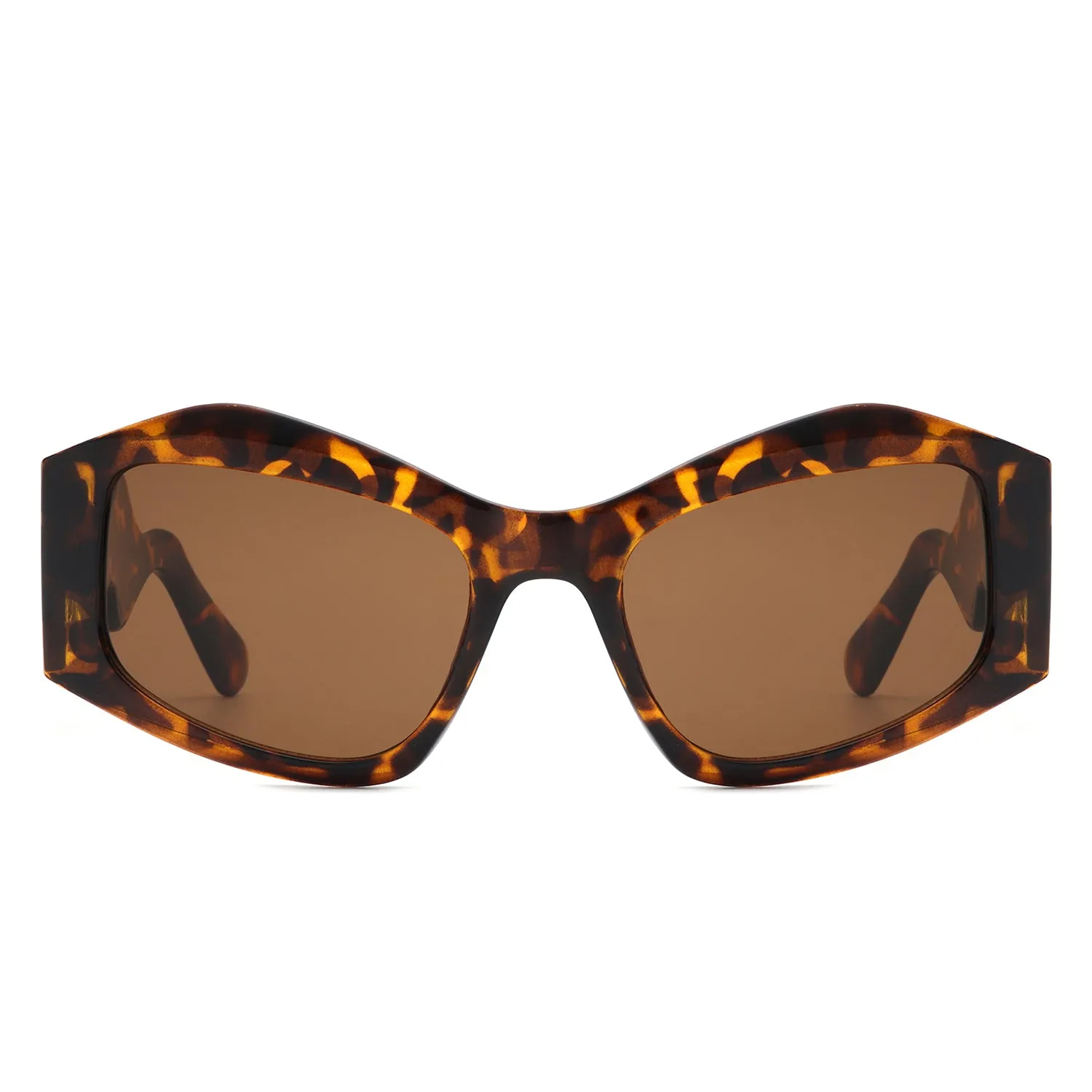 Shimmerz - Oversized Square Irregular Wavy Temple Sunglasses