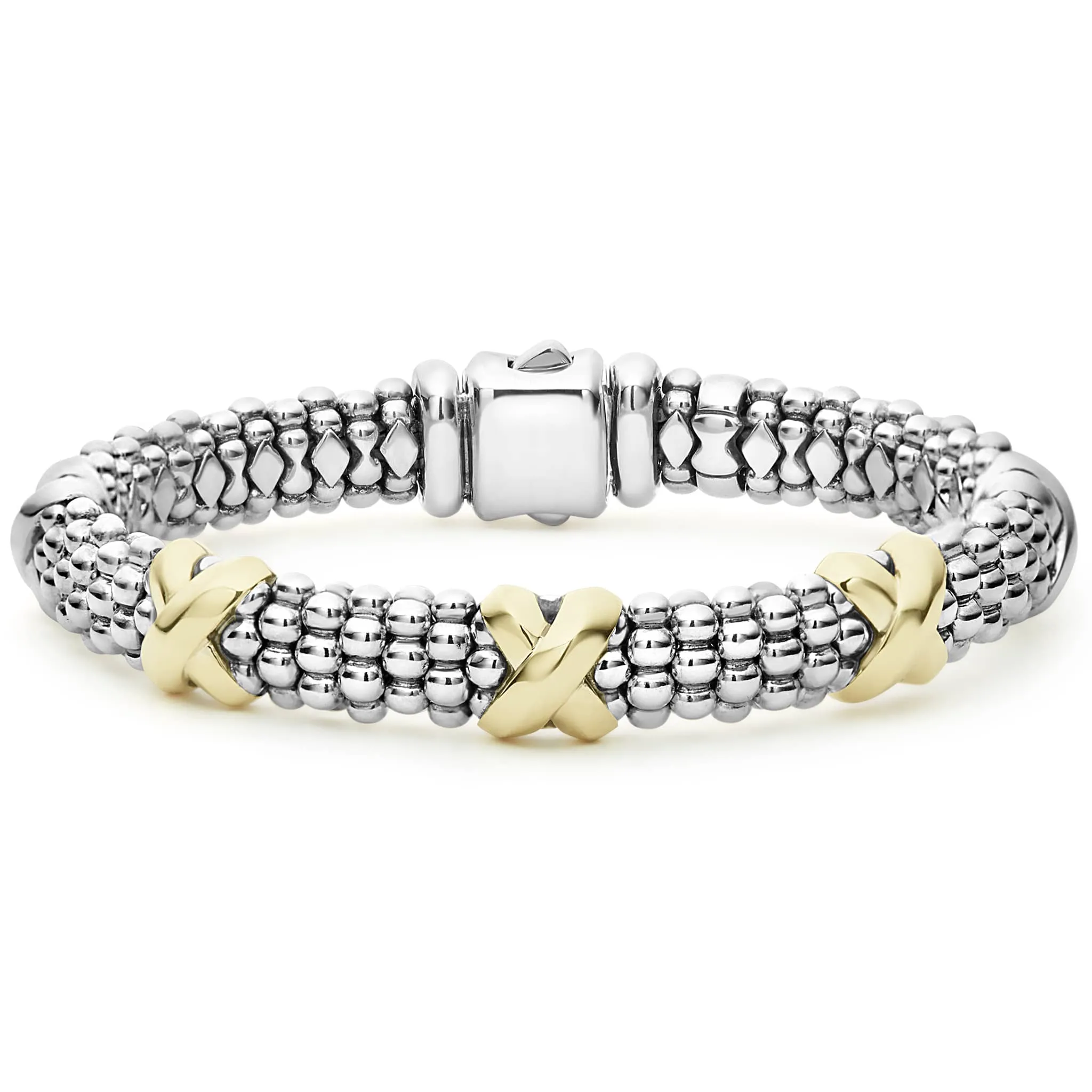 Signature Caviar 9mm Three Station X Caviar Bracelet