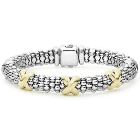 Signature Caviar 9mm Three Station X Caviar Bracelet