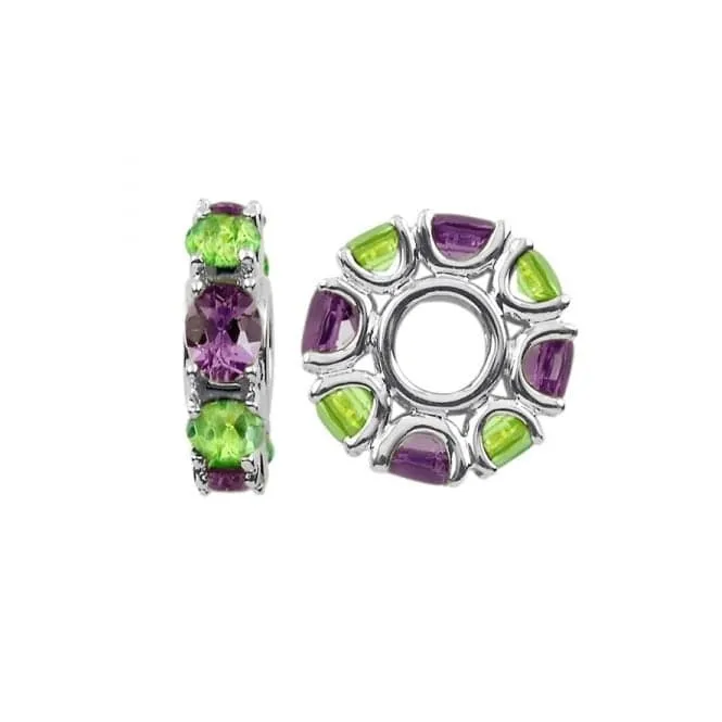 Silver  Amethyst & Peridot Wheel Charm S349MUL1