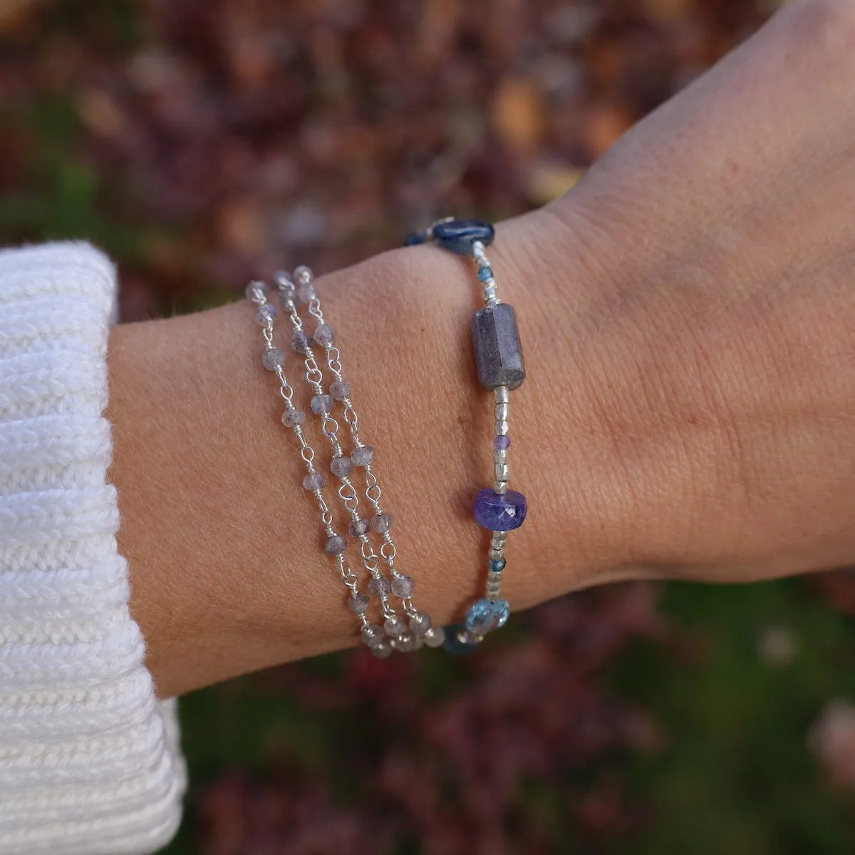 Silver Blue Mix Magnetic Clasp Bracelet