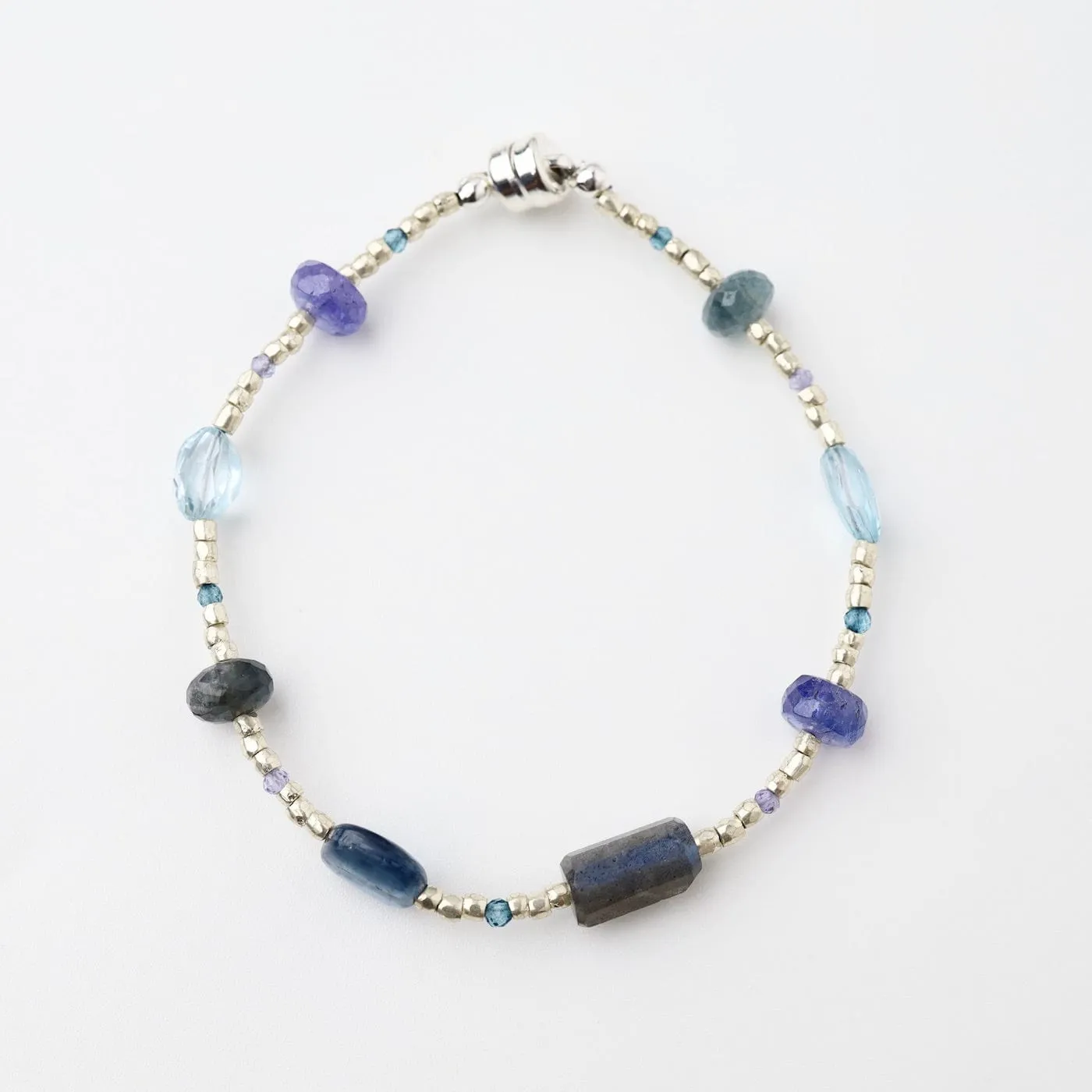 Silver Blue Mix Magnetic Clasp Bracelet