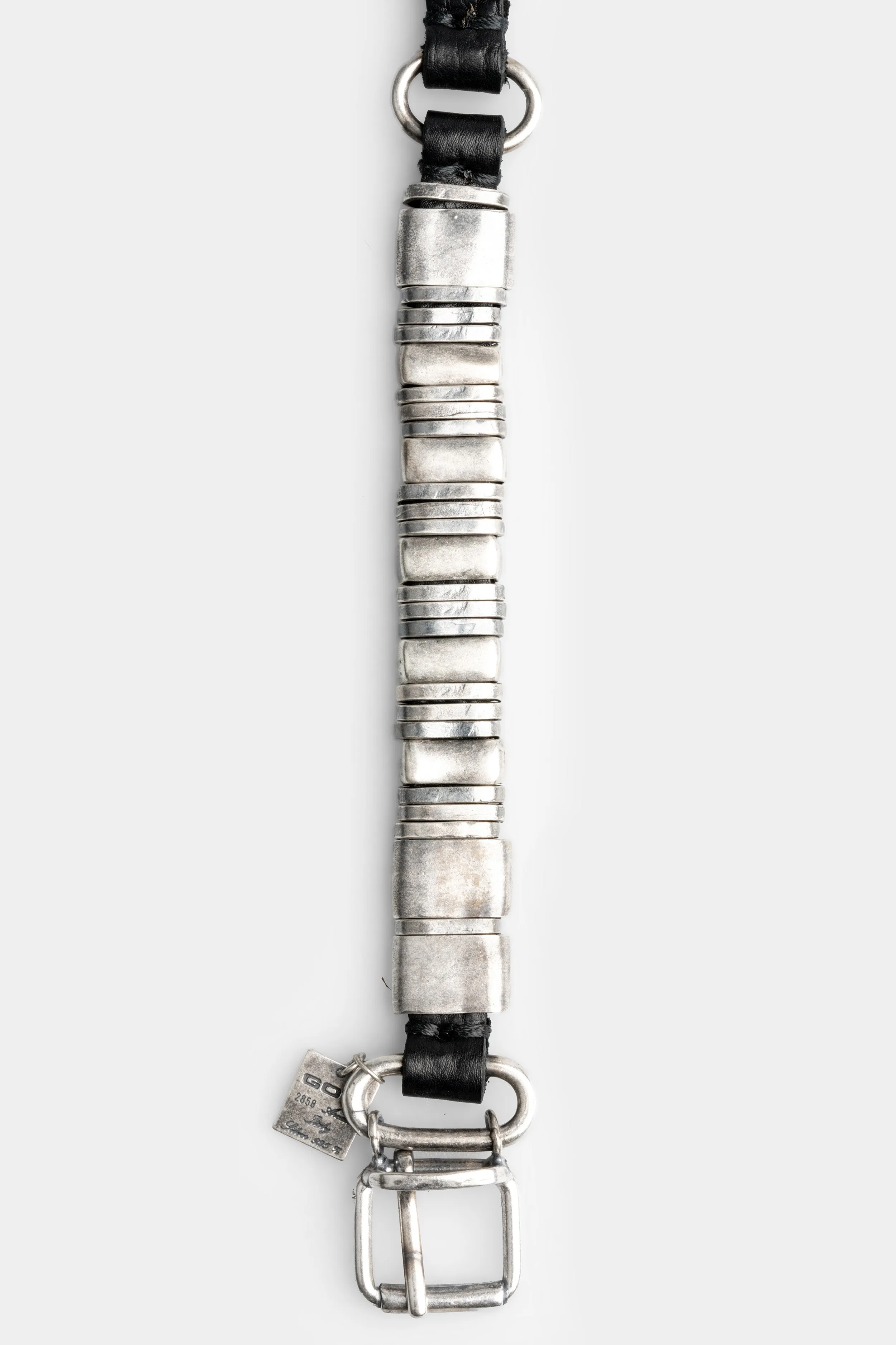 Silver buckle leather bracelet