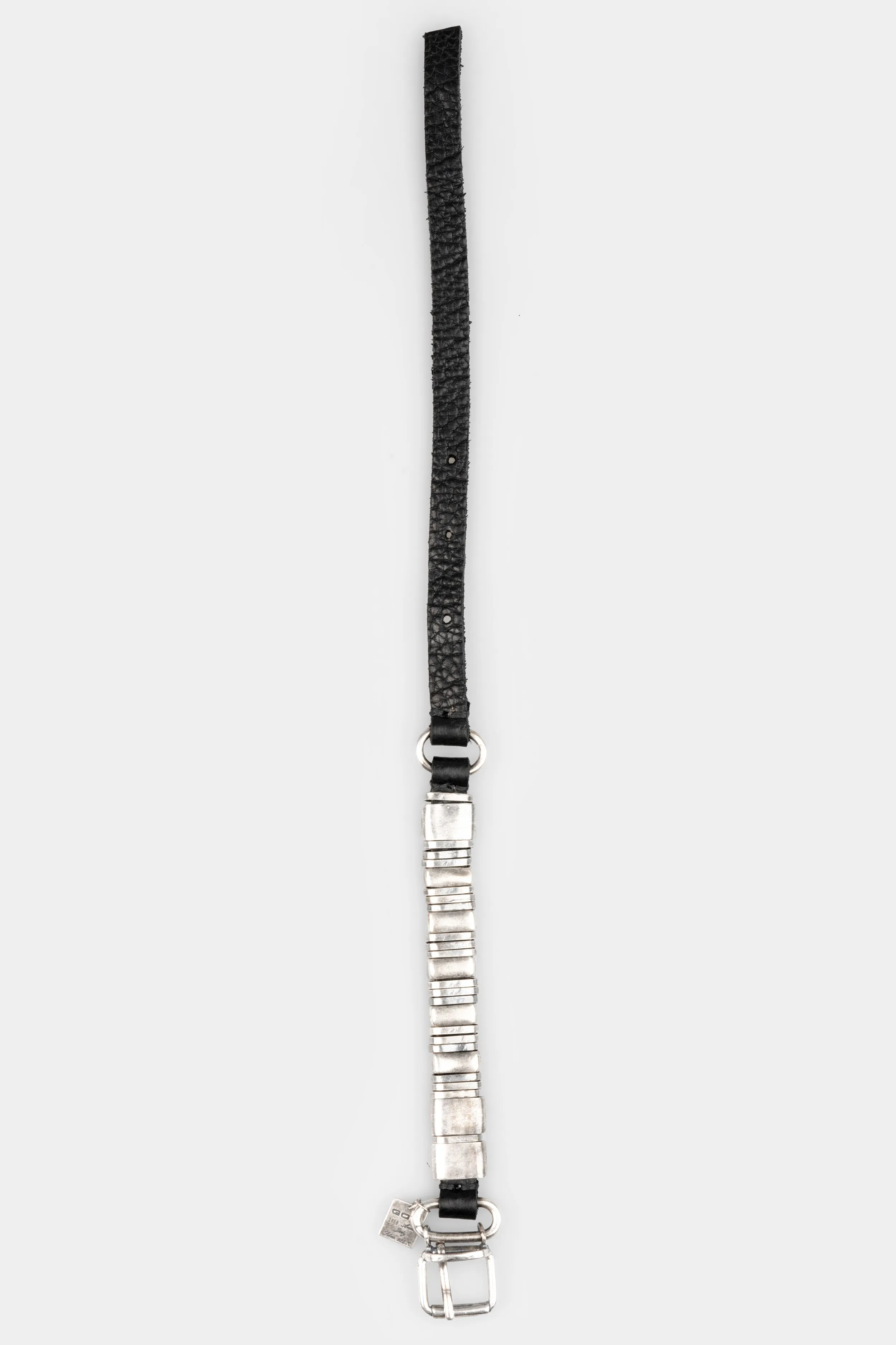 Silver buckle leather bracelet