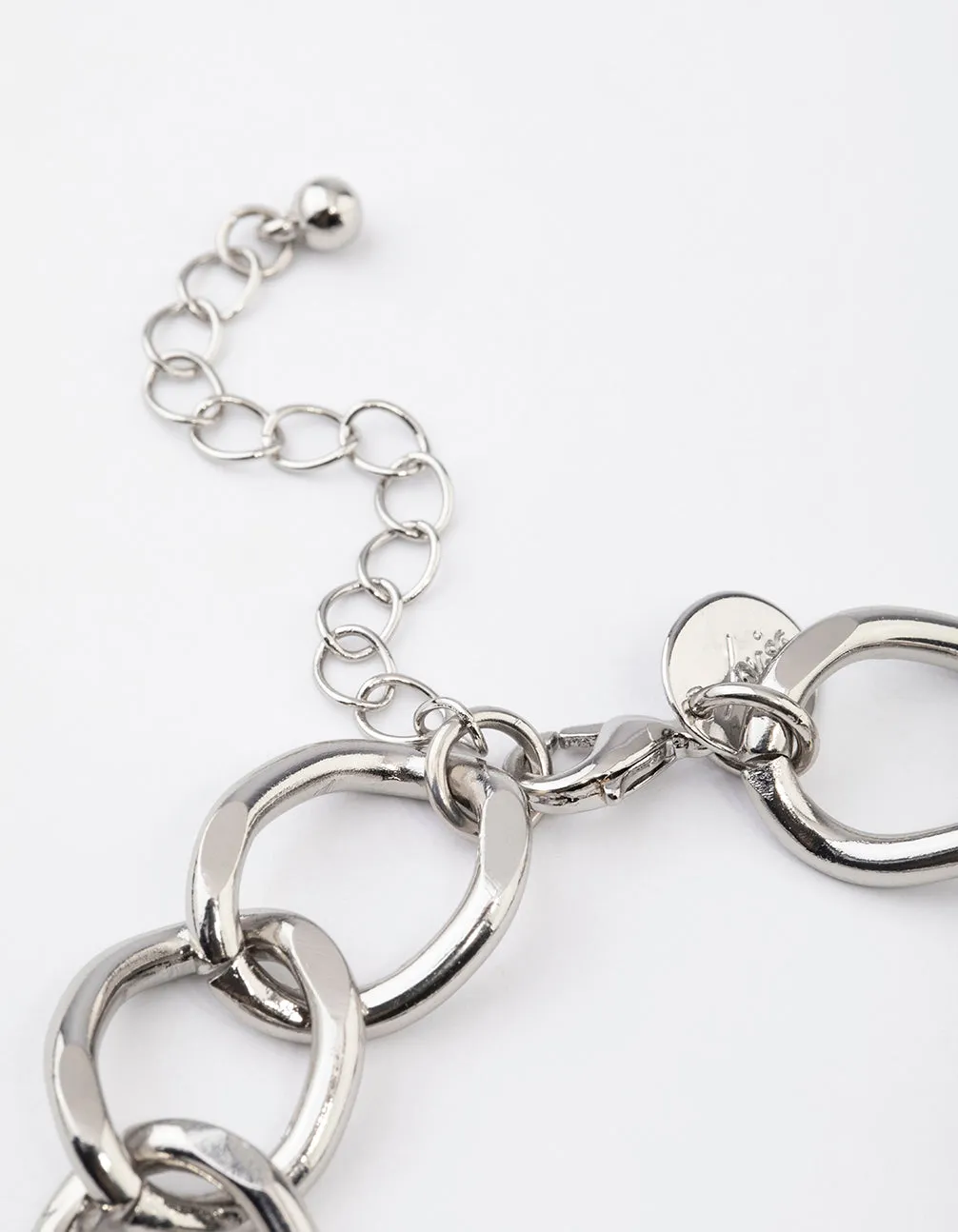 Silver Chain Loop Diamante Oval Bracelet