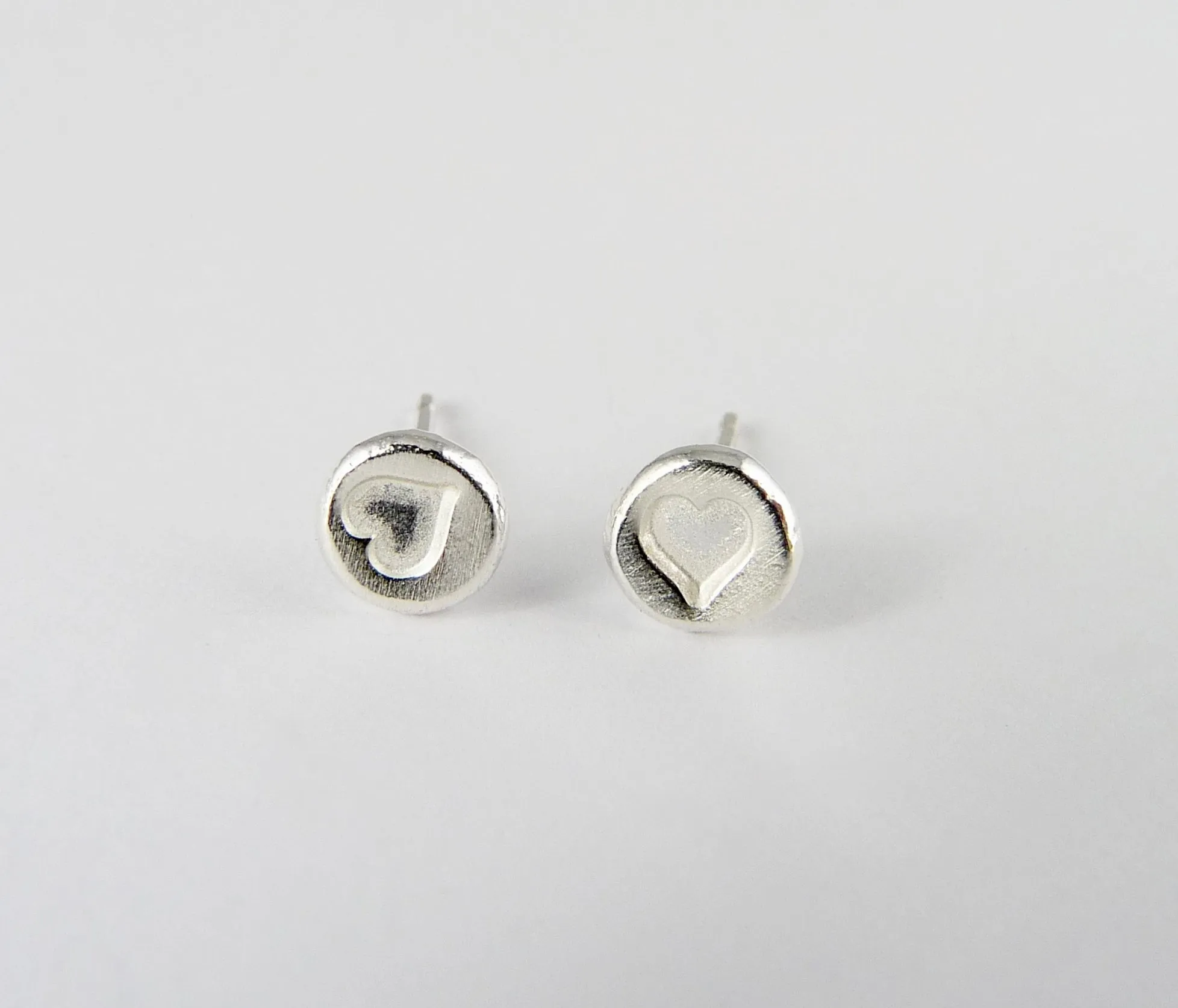 Silver Heart Stud Earrings