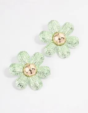 Silver Oversized Flower Stud Earrings