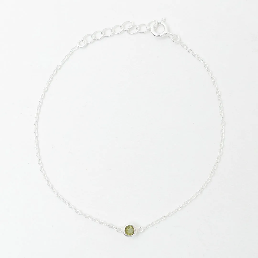 Silver Peridot Solitaire Bracelet