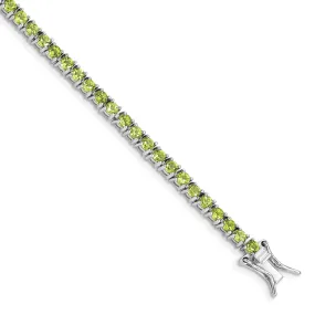 Silver Polished Peridot Gemstone Bracelet