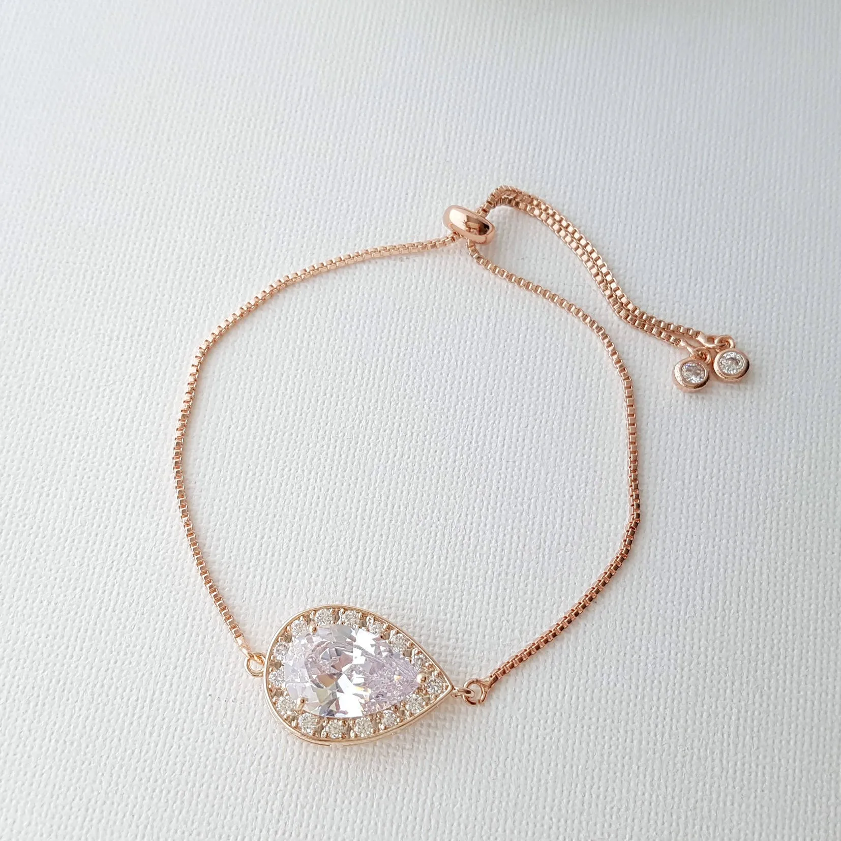 Simple Silver Bridesmaid Bracelet in Cubic Zirconia- Evelyn