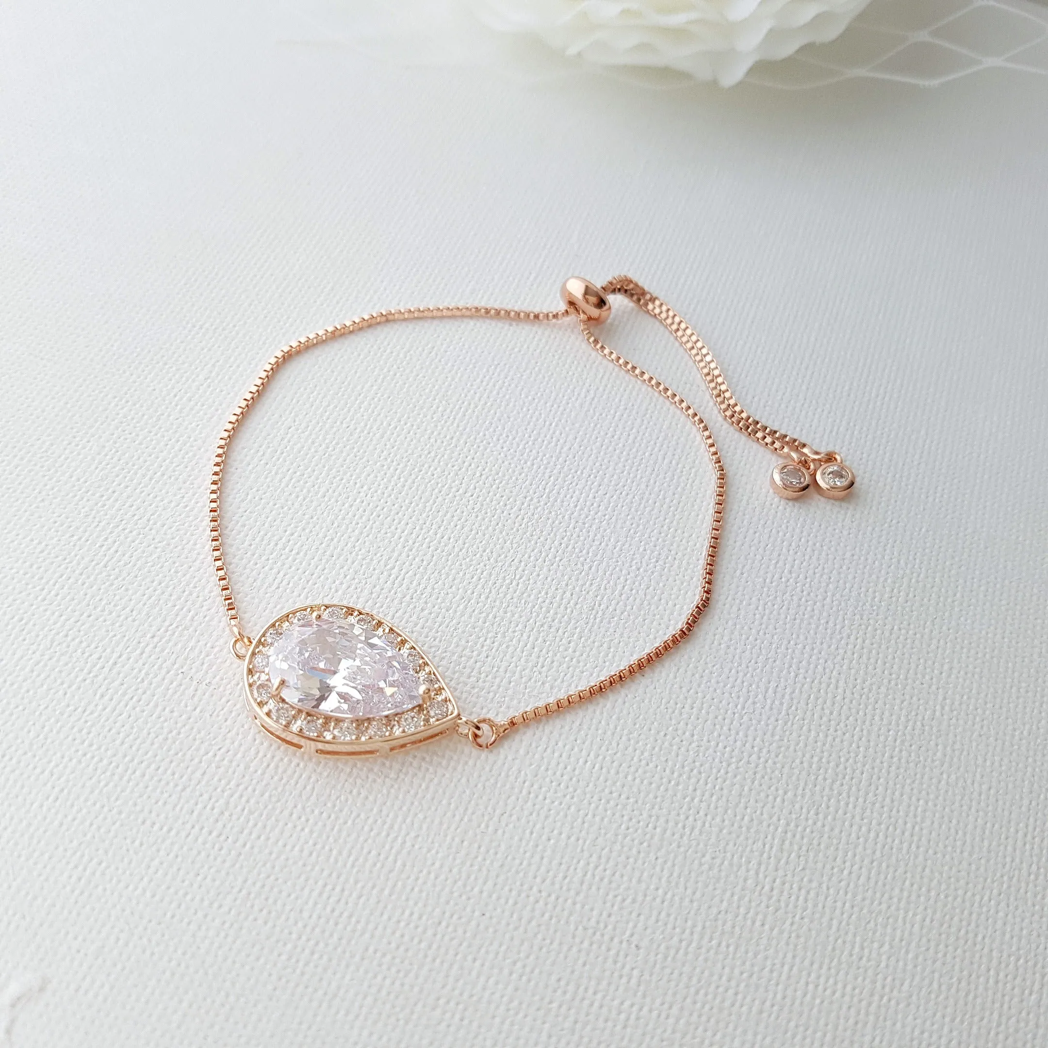 Simple Silver Bridesmaid Bracelet in Cubic Zirconia- Evelyn