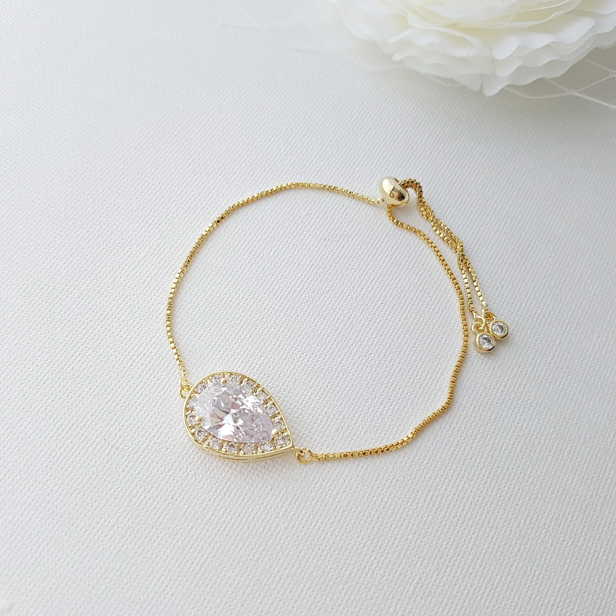 Simple Silver Bridesmaid Bracelet in Cubic Zirconia- Evelyn