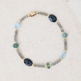 Single Strand Labradorite Indigo kyanite Magnetic Bracelet