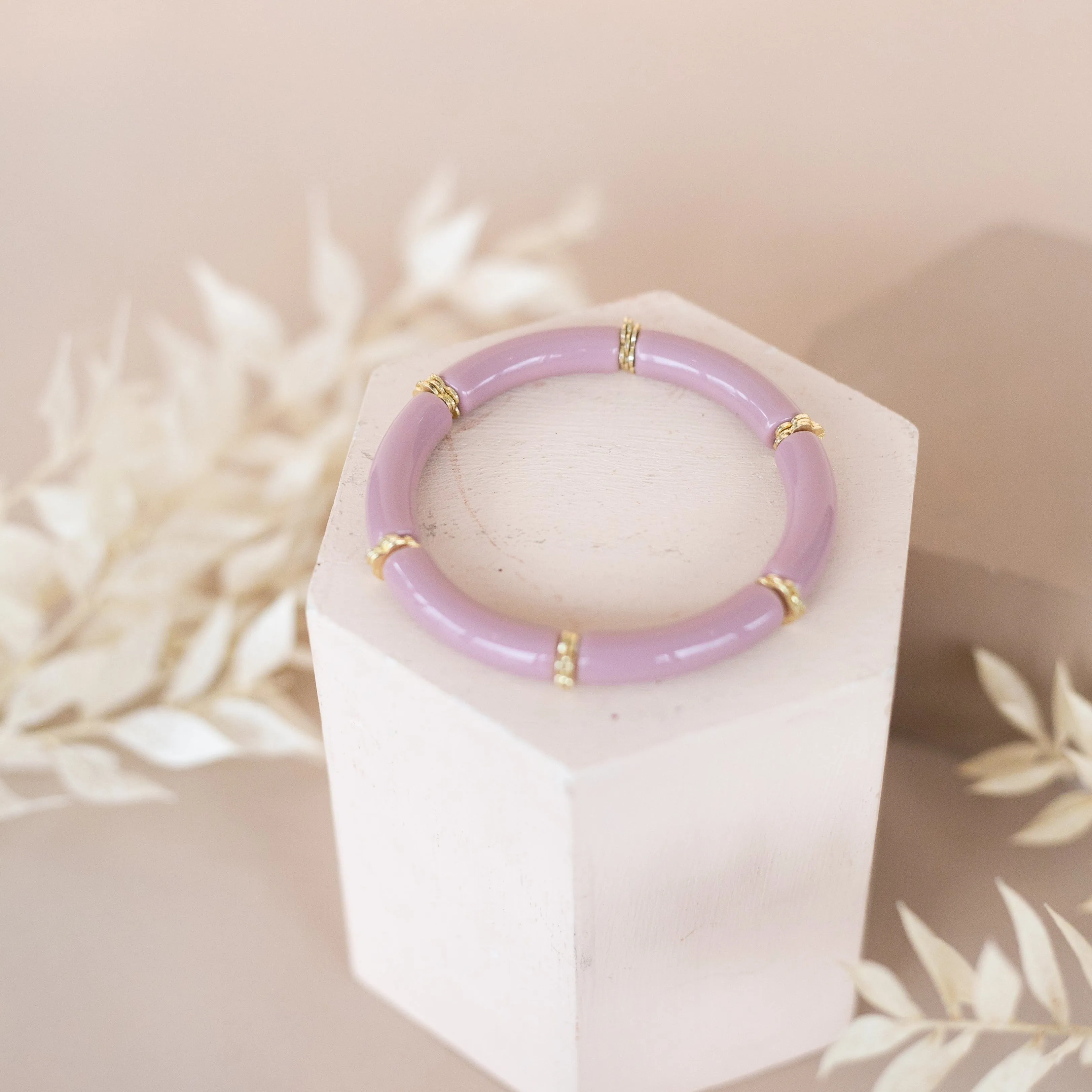 Skinny Acrylic Bamboo Bracelet: Mauve