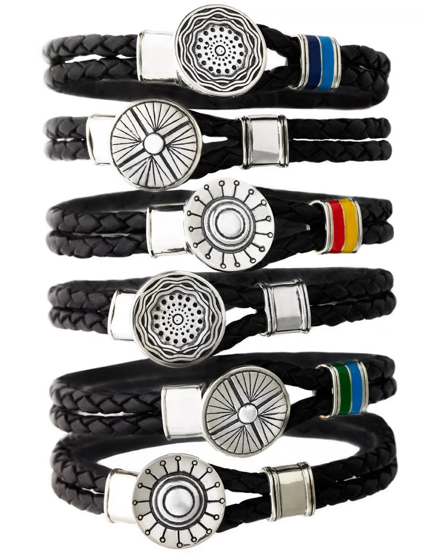 Smooth Seas Don't Make Skillful Sailors Sterling Silver & Enamel Leather Bracelet