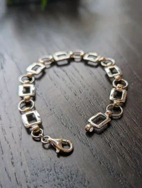 Square and Circle Fancy Link Bracelet