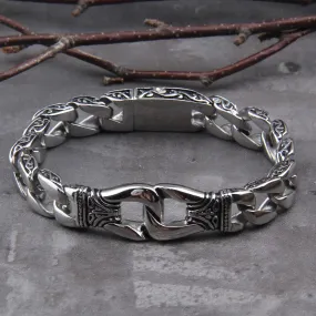 Stainless Steel Bracelet Curb Cuban Chain Silver Color Viking Bracelet