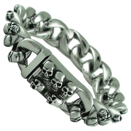 Stainless Steel Heavy Skull Link Bracelet