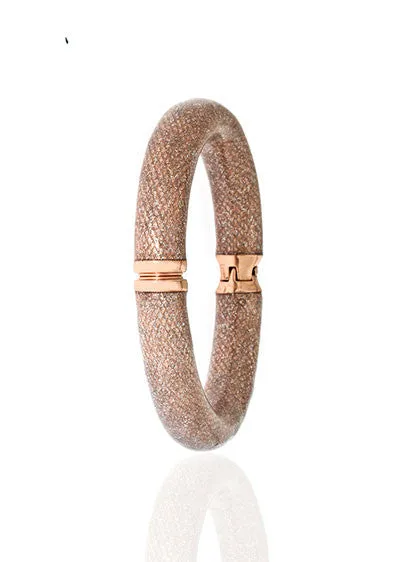 Stardust Rose Gold Tone Snakeskin Bangle Bracelet Wide