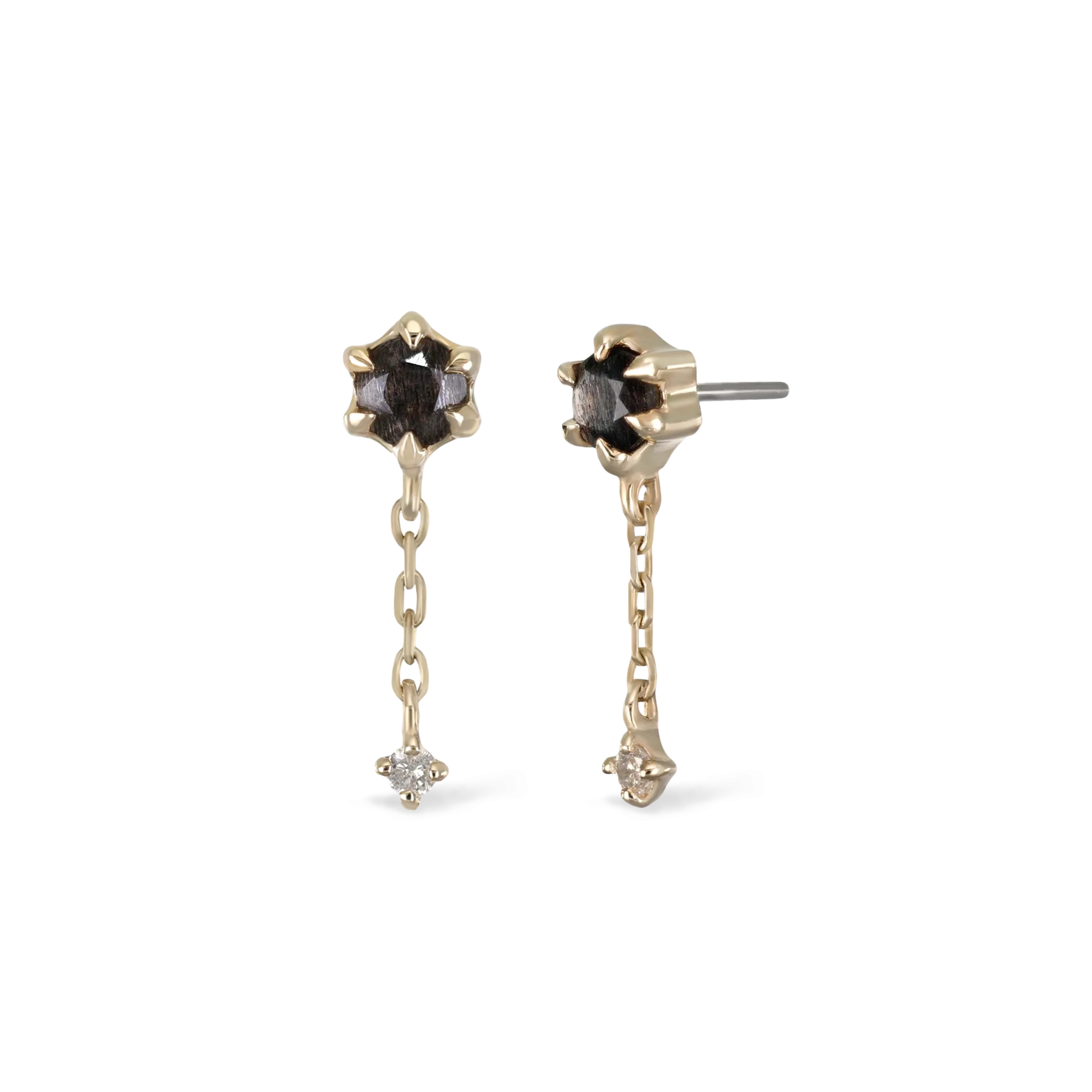 Starfall • Moonstone Black Labradorite Diamond Threadless Push Pin stud