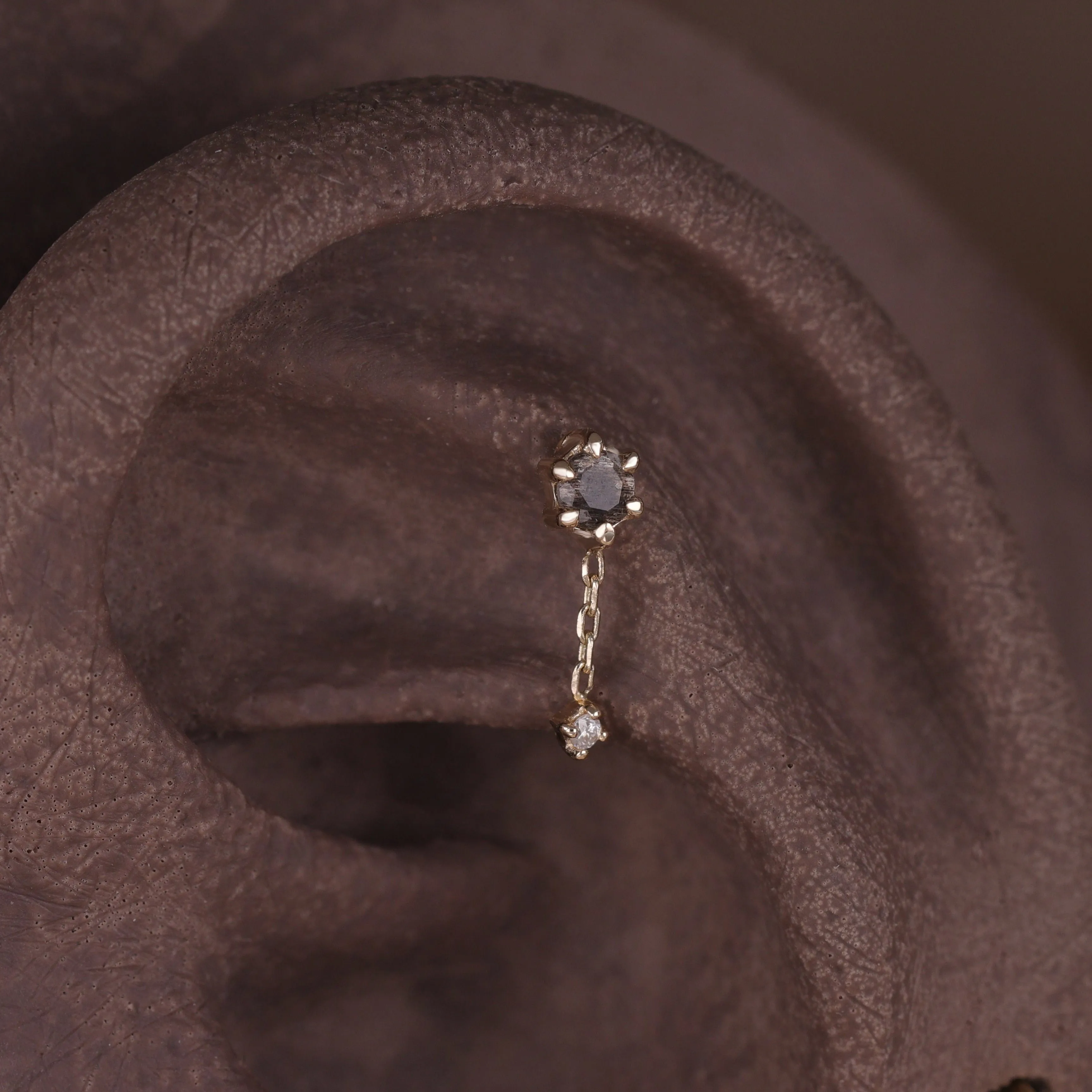 Starfall • Moonstone Black Labradorite Diamond Threadless Push Pin stud