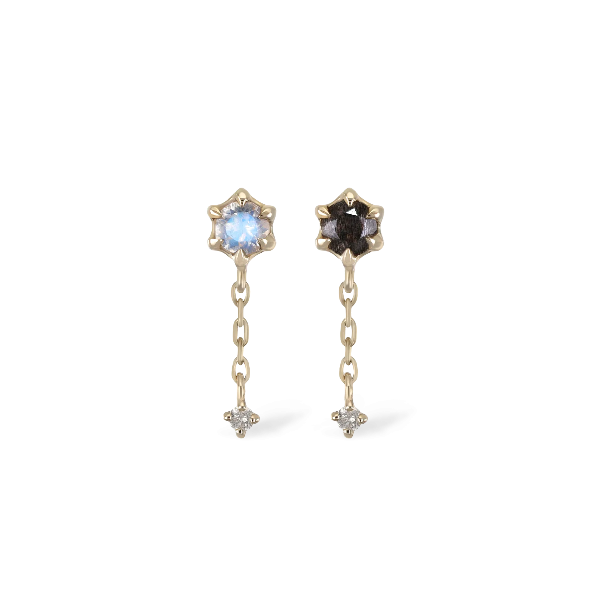 Starfall • Moonstone Black Labradorite Diamond Threadless Push Pin stud